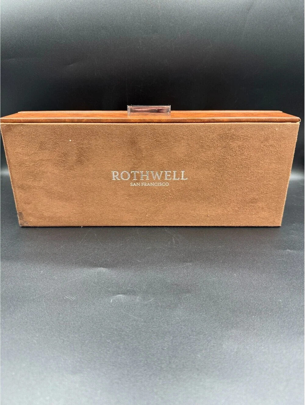 ROTHWELL 4 Slot Leather Watch Box with Valet Drawer - Luxury Case Display Brown